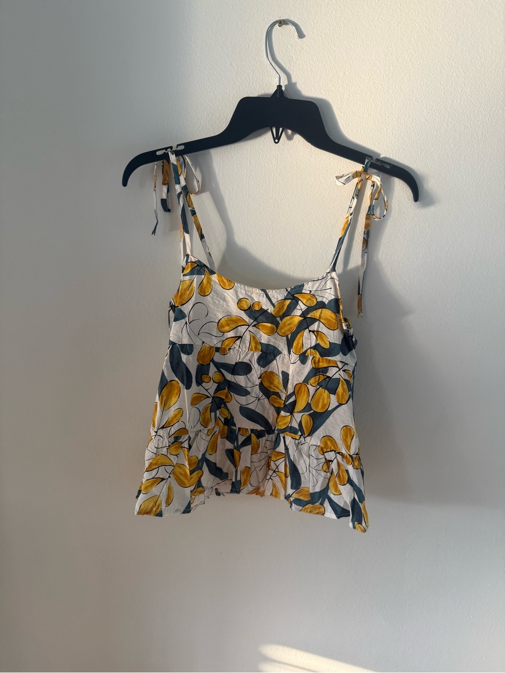 mine Yellow and Navy Floral Tie-Shoulder Camisole